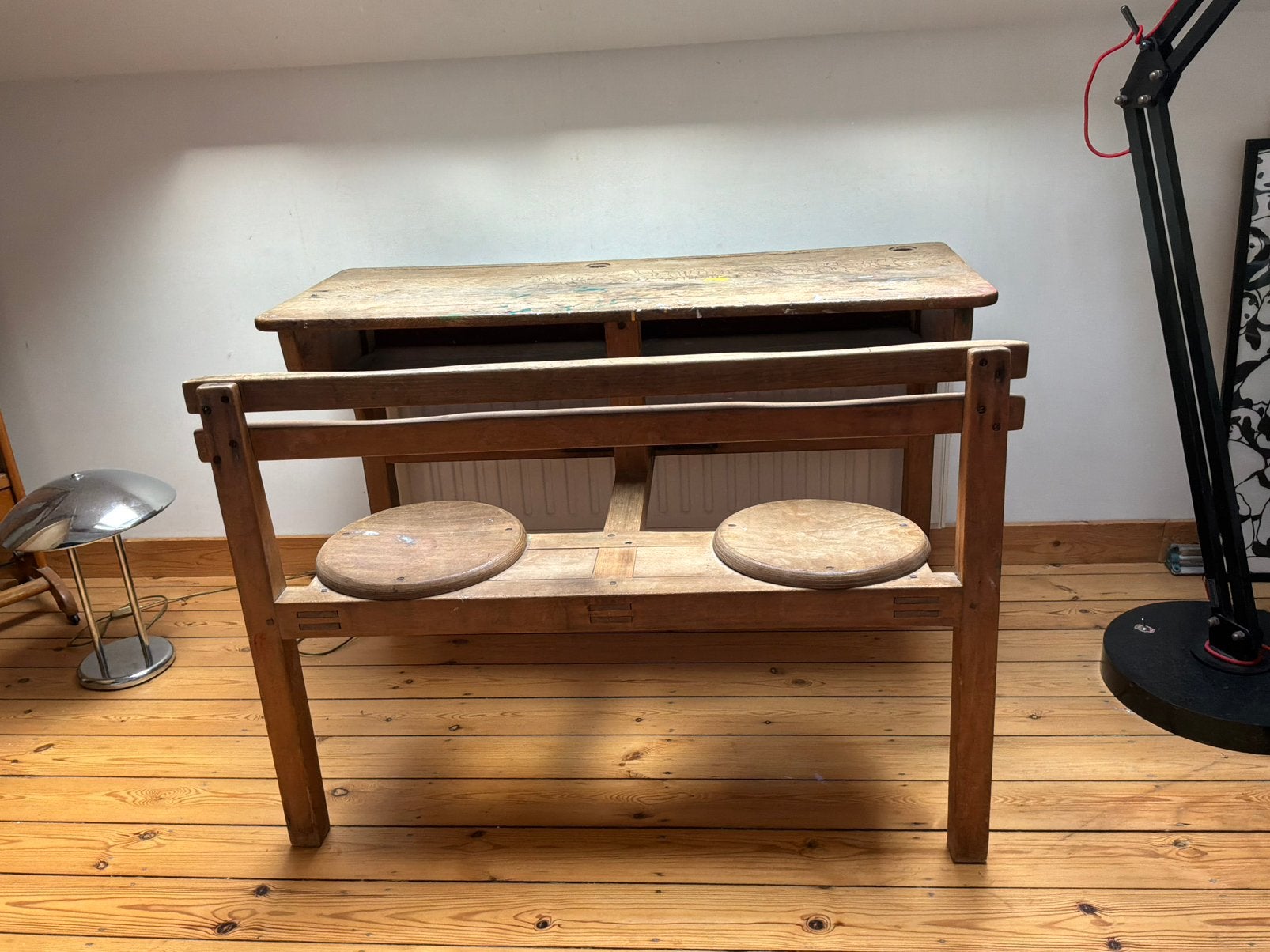 Bureau d’ecolier ancien, Maison & Meubles, Bureaux, Bureau d'écolier, Vintage, Enlèvement, Bois