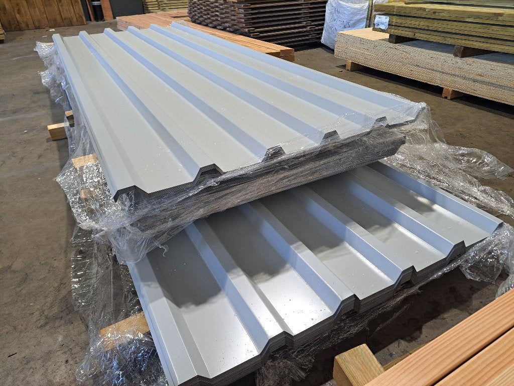 TE KOOP! Dakplaten/wandplaten (A-keuze): 3 en 4 meter, Doe-het-zelf en Bouw, Nieuw, Minder dan 5 m², Metaal, Grijs