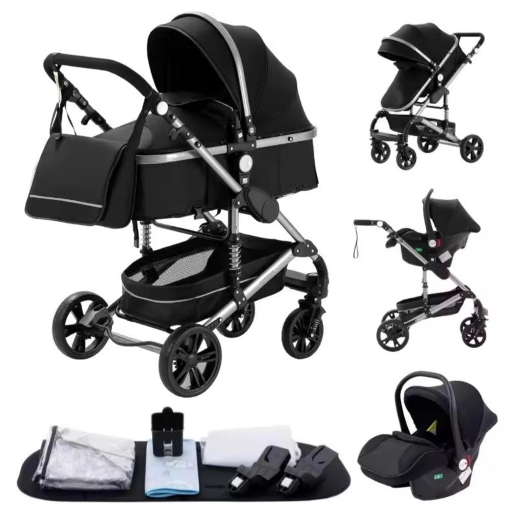 Poussette 3 en 1 Luxe Noir – Neuve – Nacelle + Cosy + Siège, Kinderen en Baby's, Kinderwagen