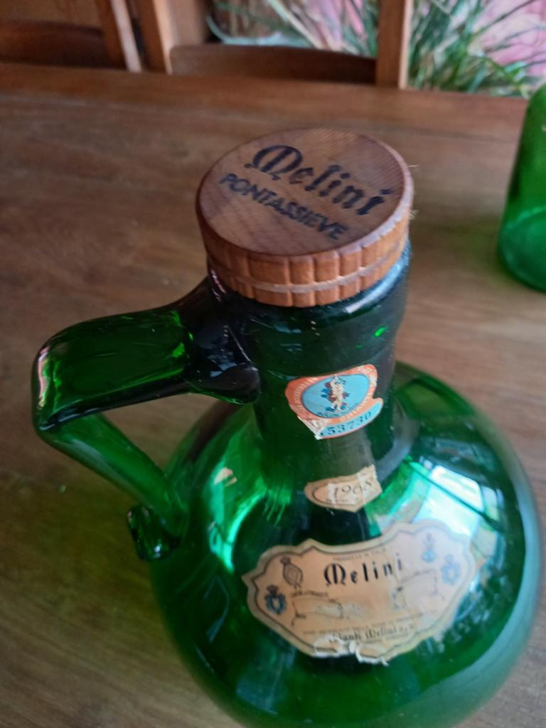 Lege groene wijnfles van chianti melini/pontassieve 1968, Ophalen
