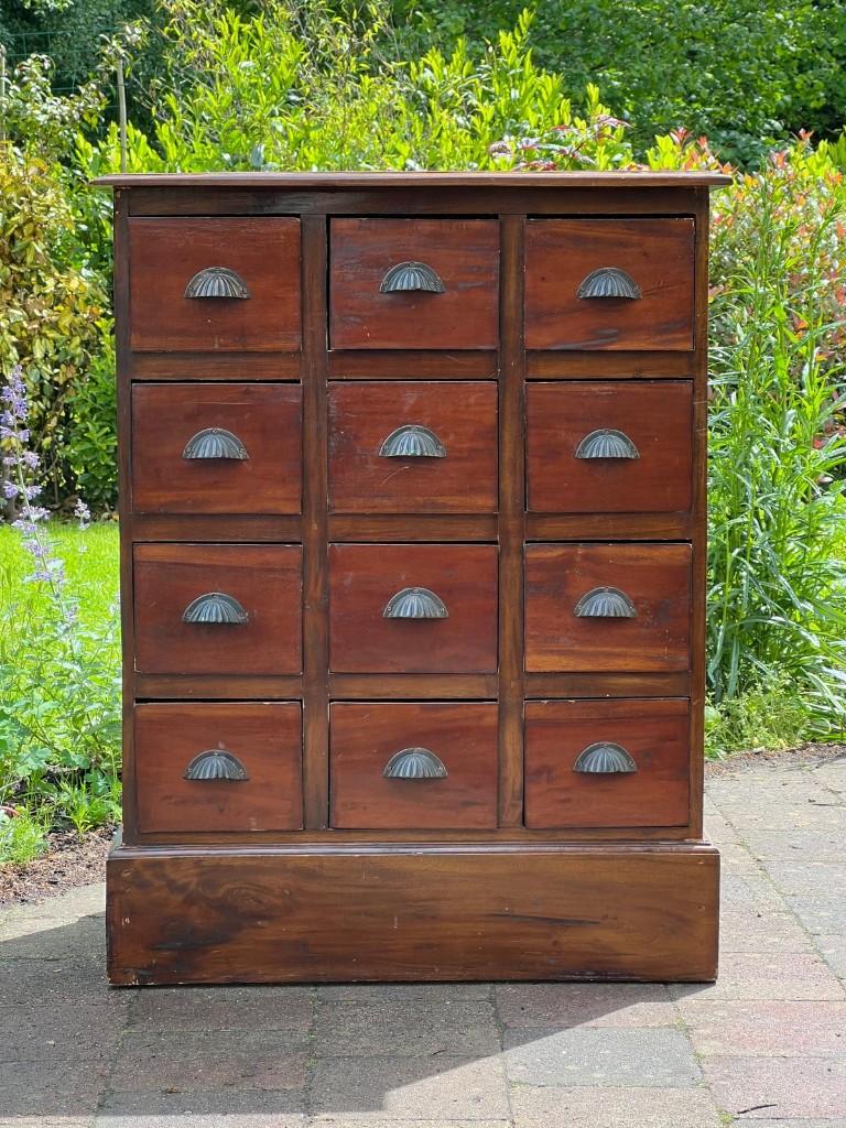 Teakhouten apothekerskast / vakkenkast 90cm hoog, Ophalen