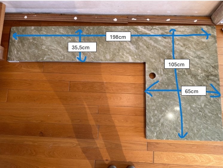 Plateau en marbre vert (ming verde), 150 à 200 cm, Comme neuf, 100 à 150 cm, Autres matériaux
