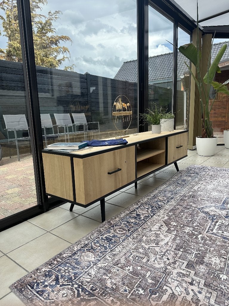 Xooon Kinna tv-meubel 190 cm — tramwood smoked, 25 à 50 cm, Moins de 100 cm, 150 à 200 cm, Comme neuf