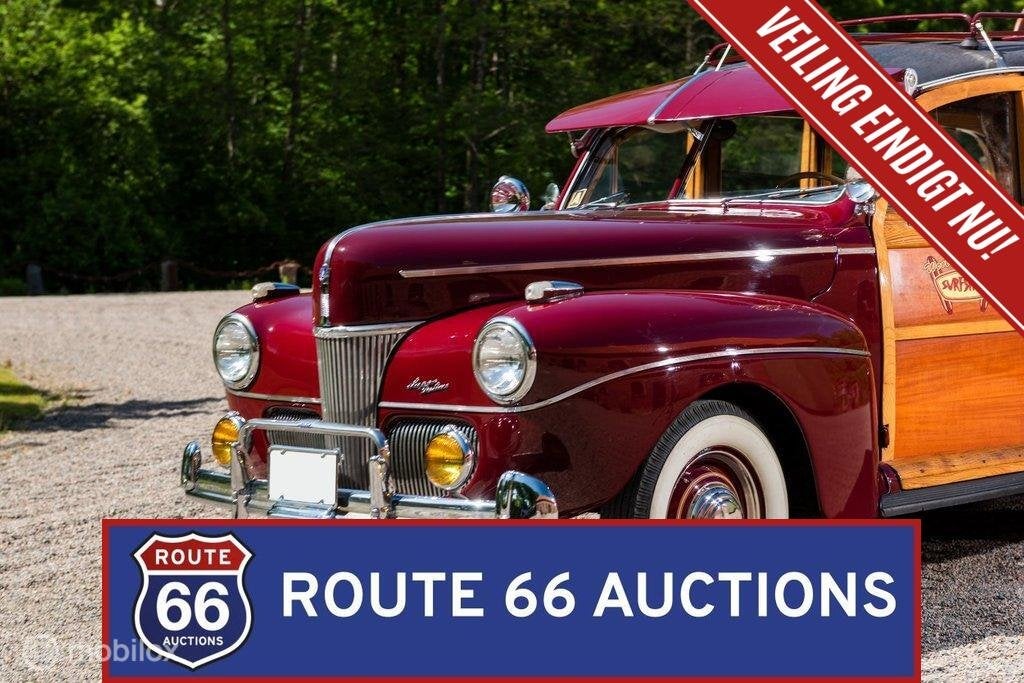 Ford Super De Luxe Station Wagon | 1941 | Route 66 Auctions, Auto's, Zwart, Bedrijf, Handgeschakeld, Overige carrosserie