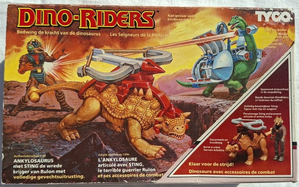 Tyko Dino-riders, Ankylosaurus & Sting, boîte d'origine 1987, Collections, Transformers, Comme neuf, Enlèvement ou Envoi