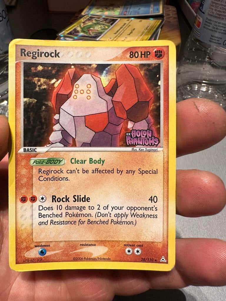 Pokémon Regirock 28/110 ex Holon Phantoms Holo Stamped, Hobby en Vrije tijd, Verzamelkaartspellen | Pokémon, Gebruikt, Losse kaart