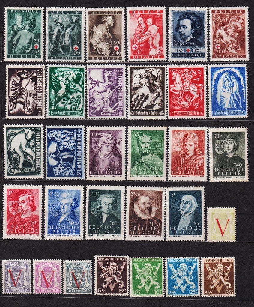 Belgique 1944 année complète, Timbres & Monnaies, Enlèvement ou Envoi, Non oblitéré, Trace d'autocollant