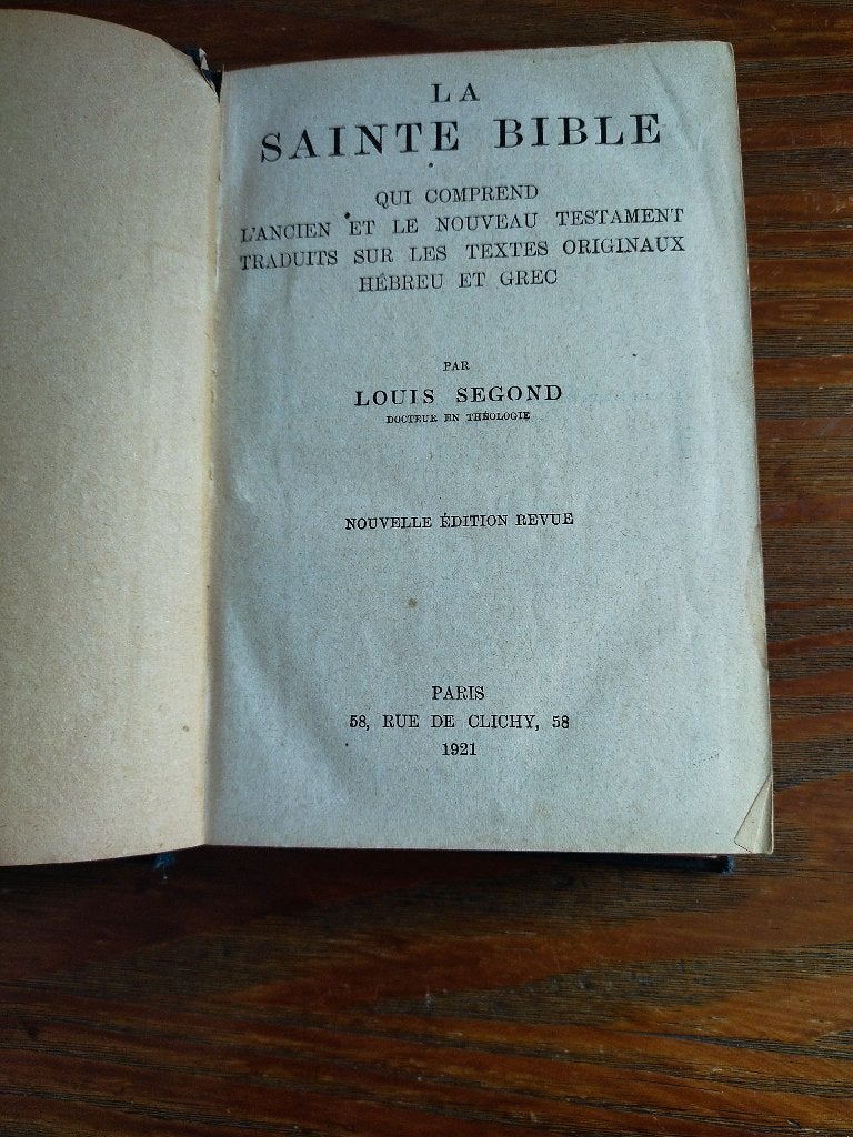 De Heilige Bijbel. Louis Segond. Bewerkt 1921, Boeken, Ophalen of Verzenden, Gelezen, Christendom | Protestants