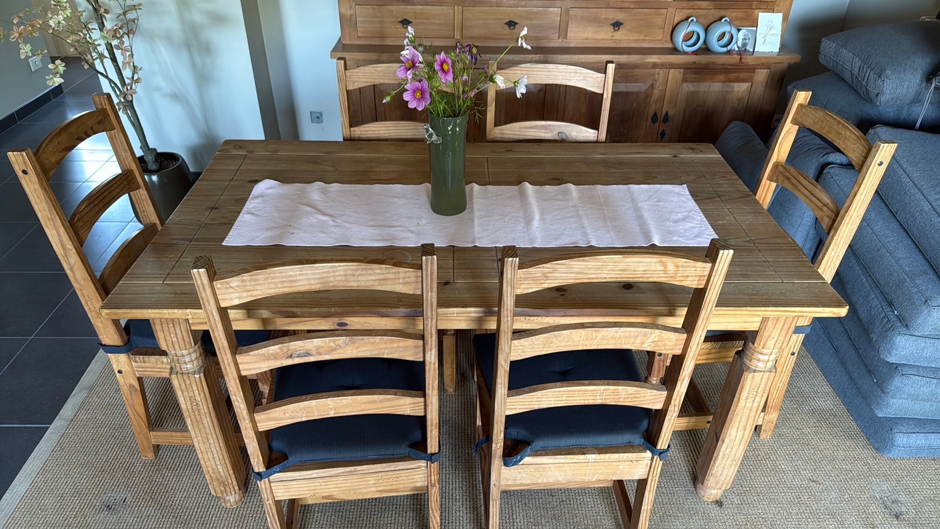 Tafel met zes stoelen, Tuin en Terras, Tuinsets en Loungesets, Ophalen, Gebruikt, Hout