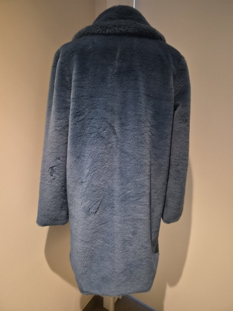 Shein lange jas imitatiebont blauw, revers, maat 38, nieuw, Kleding | Dames, Maat 38/40 (M), Blauw, Nieuw, Ophalen of Verzenden