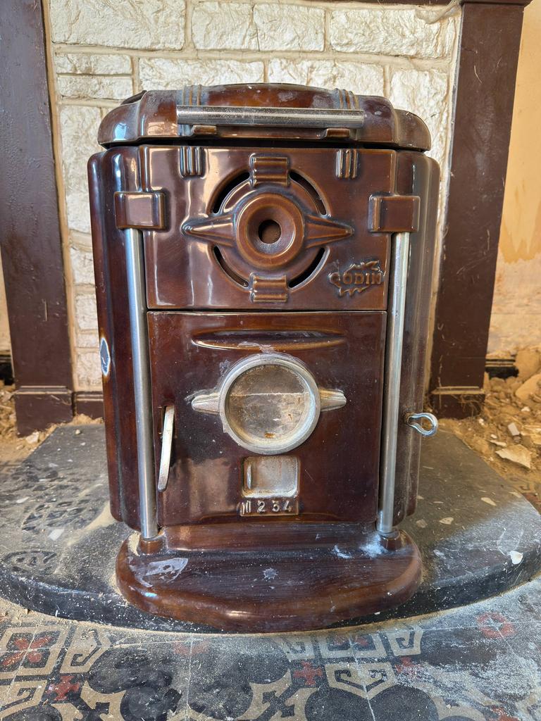 Poêle GODIN en fonte émaillée – vintage – fonctionnel, Enlèvement, Utilisé
