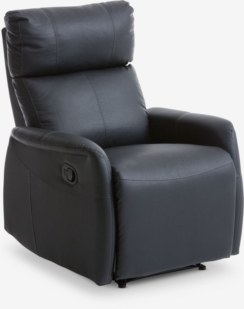 Fauteuil inclinable simili cuir noir, 75 à 100 cm, Synthétique, Comme neuf, Contemporain