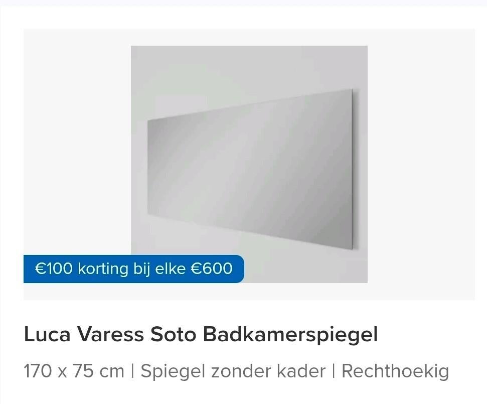 Badkamerspiegel 170x75 cm, Huis en Inrichting, Badkamer | Badkamermeubels, Nieuw, Ophalen