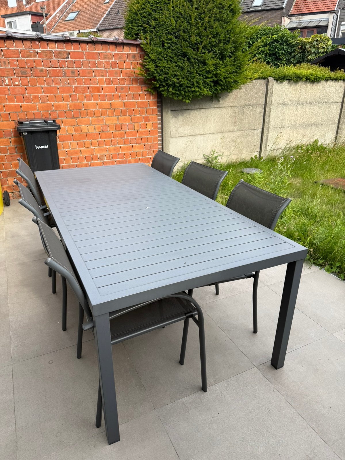 Hesperide Tuin tafelset met 6 stoelen, Ophalen of Verzenden, Gebruikt, Rechthoekig, Aluminium