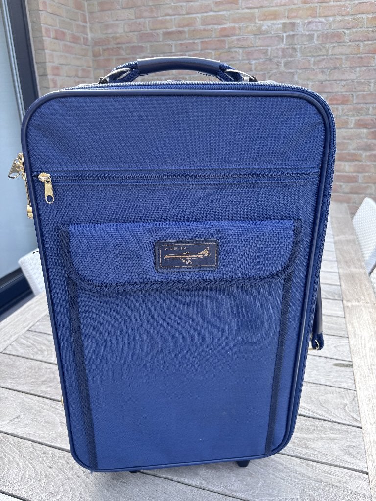Blauwe handbagage trolly, Handtassen en Accessoires, Uitschuifbare handgreep, Gebruikt, 50 tot 60 cm, Ophalen of Verzenden