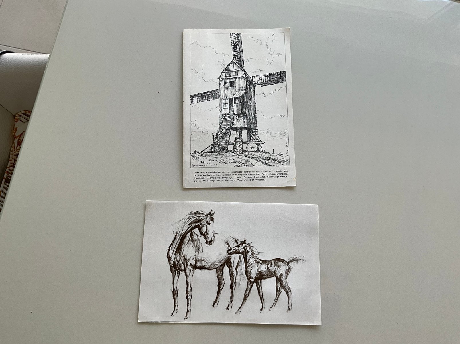 Pentekeningen Luc Ameel (Poperinge) & Folders F. Schoonaert, Ophalen of Verzenden