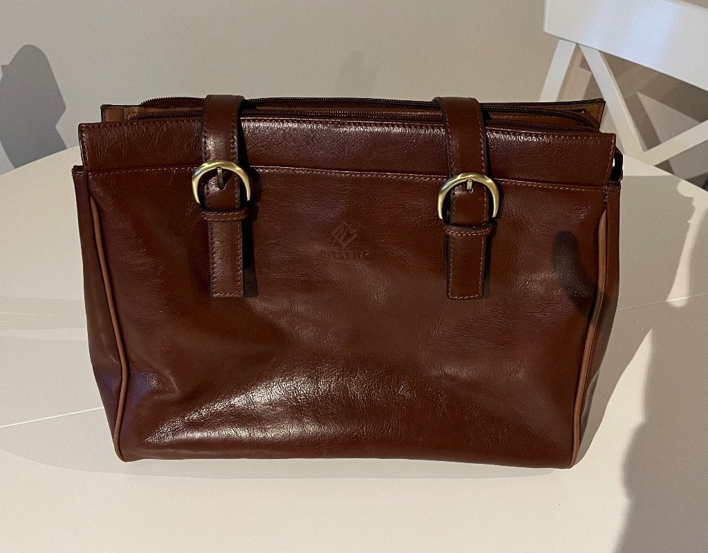 Lederen handtas, Ophalen, Gebruikt, Bruin, Handtas