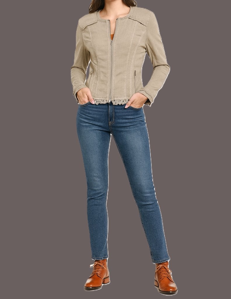 Marc Cain jasje maat N1 (34/36), Kleding | Dames, Jassen | Zomer, Zo goed als nieuw, Maat 36 (S), Beige, Ophalen of Verzenden