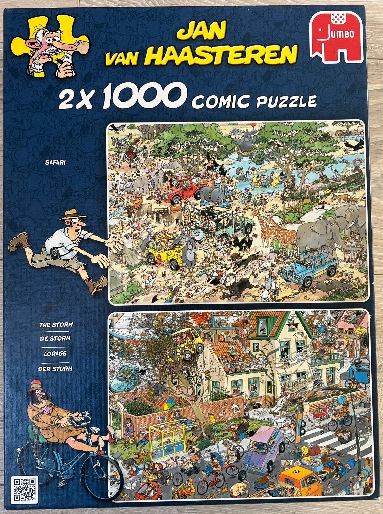 Jan Van Haasteren - Safari en De Storm, Hobby en Vrije tijd, Ophalen of Verzenden, 500 t/m 1500 stukjes, Zo goed als nieuw, Legpuzzel
