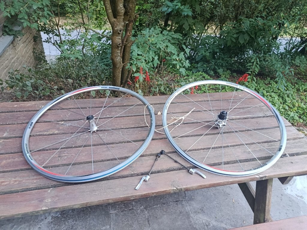 Shimano racefietswielen, Fietsen en Brommers, Gebruikt, Oldtimerfiets, Aluminium, Shimano