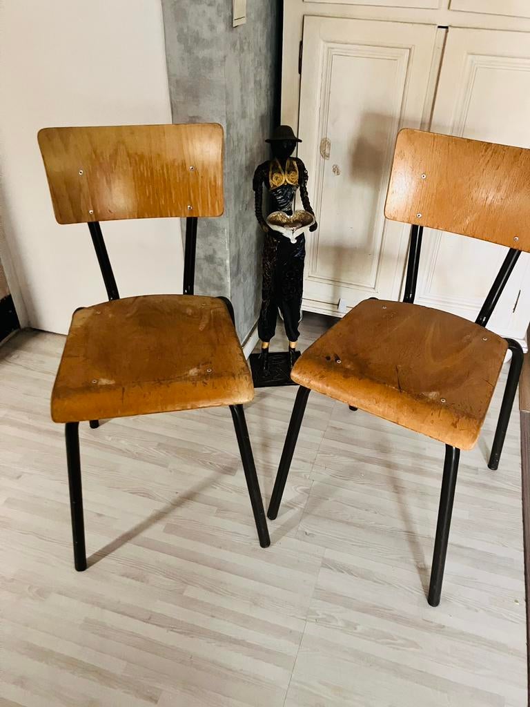 Vintage houten schoolstoelen en stapelstoelen grote keuze, Ophalen