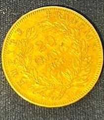 Piece de collection Napoleon 20 F or 1855, Enlèvement, Or