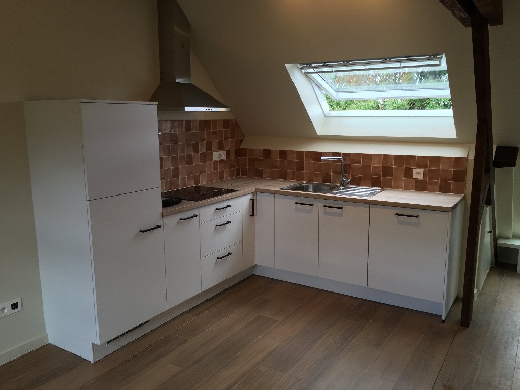 Volledige keuken met toestellen, Huis en Inrichting, Ophalen, Overige materialen, Wit, Hoekkeuken