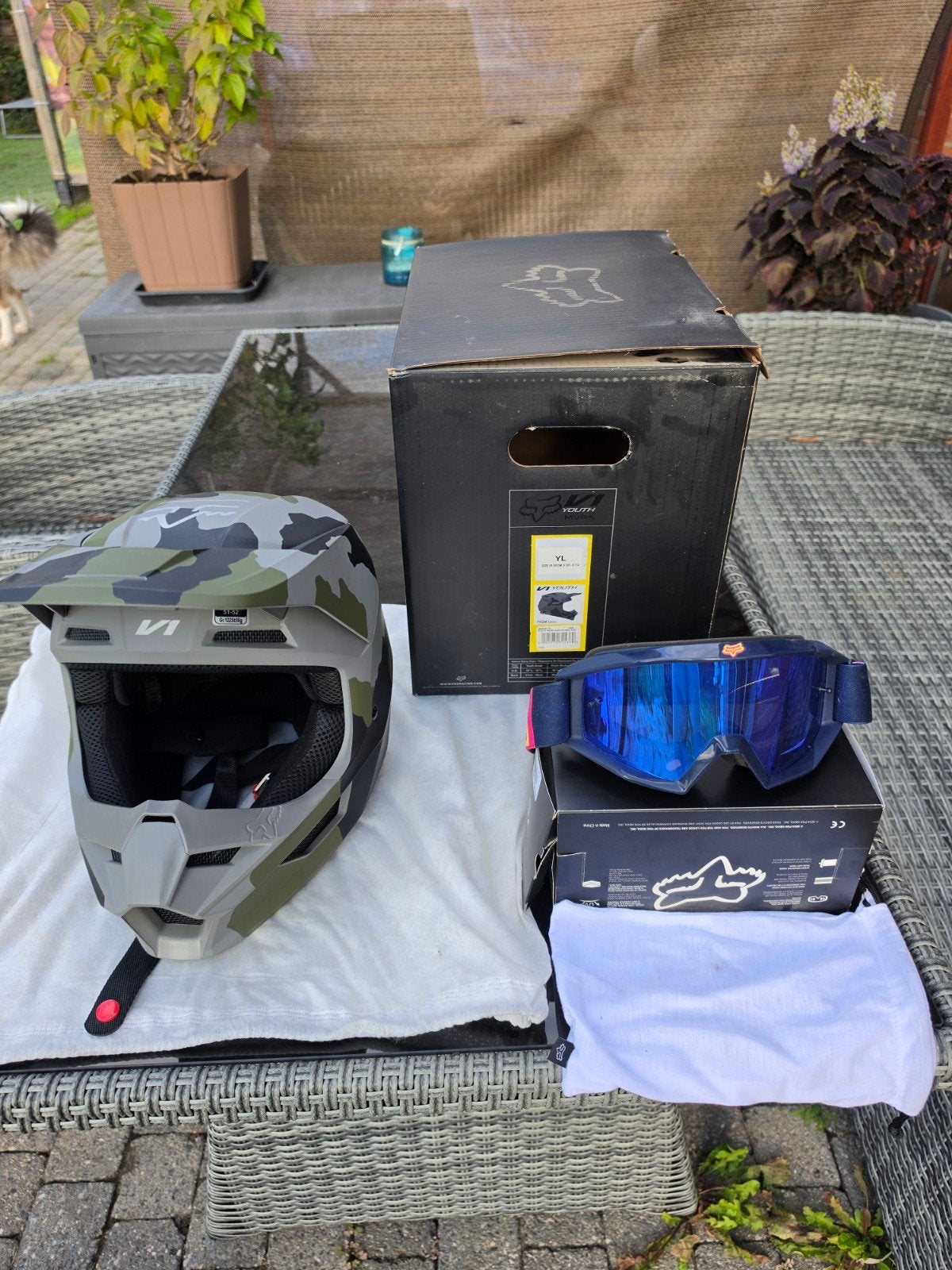 cross helm kinderen met bril fox, Ophalen, Nieuw