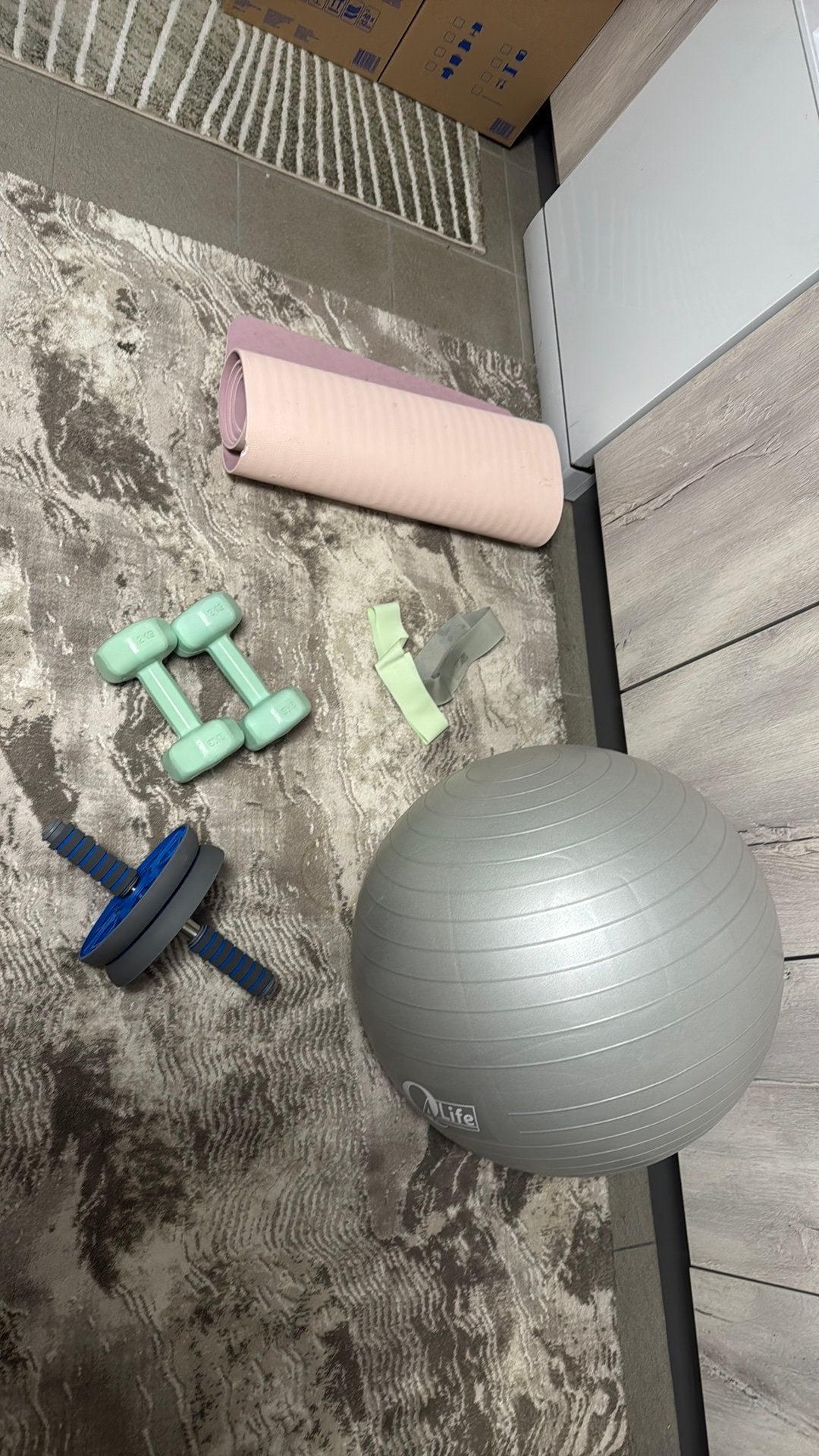 Fitness set – yogamat, bal, dumbbells & accessoires, Ophalen