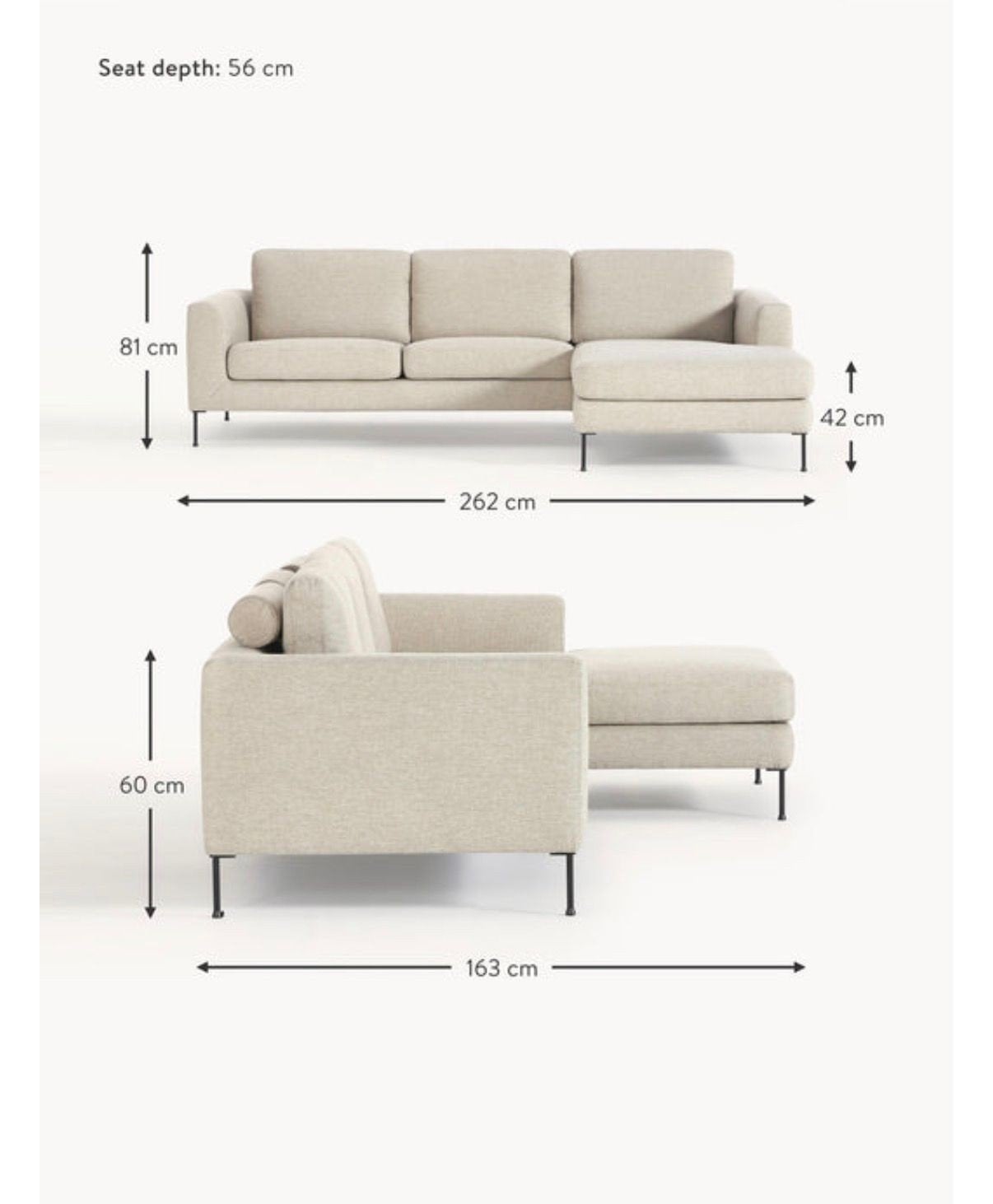 Canapé d'angle Westwing avec méridienne – Tissu gris clair, Maison & Meubles, Canapés | Coins salons complets, Métal, Tissus, Enlèvement