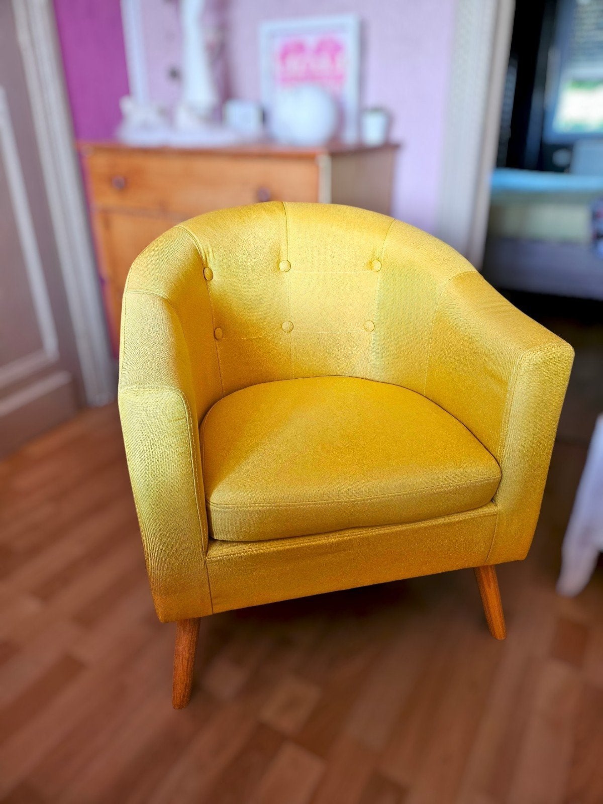 Fauteuil lounge style Scandinave retro jaune, Enlèvement ou Envoi