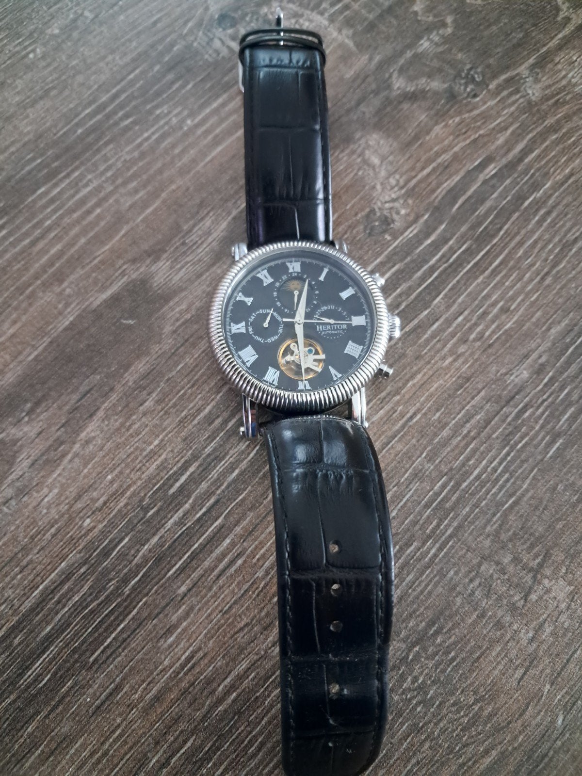 kwaliteits heren horloge merk herritor 120 euro, Bijoux, Sacs & Beauté, Enlèvement, Montre-bracelet, Cuir, Autres marques