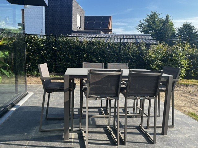Bel ensemble de bar/jardin avec 6 tabourets de bar, Chaise, Salons de jardin, Aluminium, Comme neuf