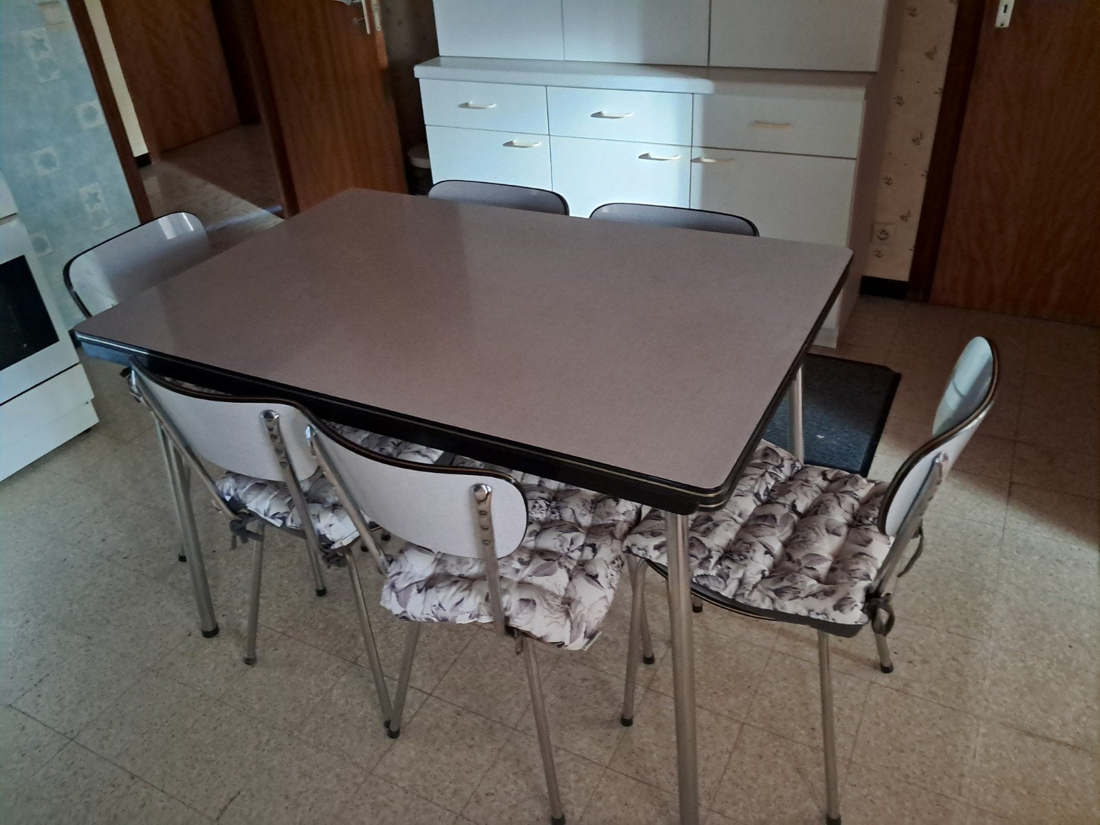 keukentafel met 6 stoelen, Enlèvement, Comme neuf