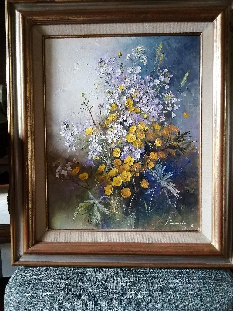 schilderij Paul Messely, Antiquités & Art, Art | Peinture | Classique, Cadre spécial, Peinture à l'huile, Enlèvement, Fleurs