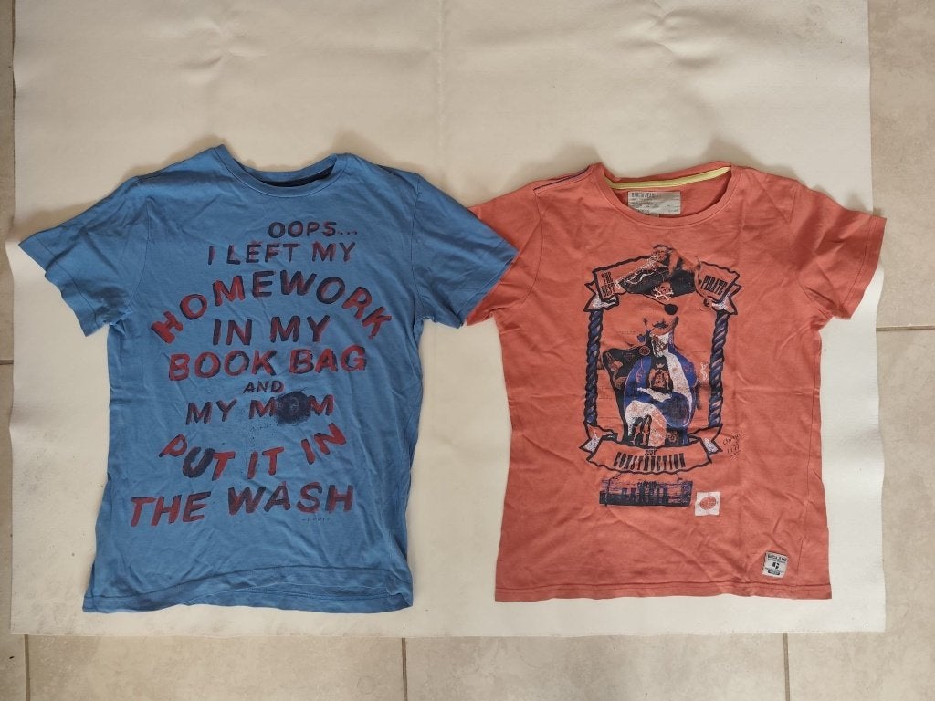 2 t-shirts (152 à 158 cm), Garçon, Enlèvement ou Envoi, Chemise ou À manches longues, Utilisé