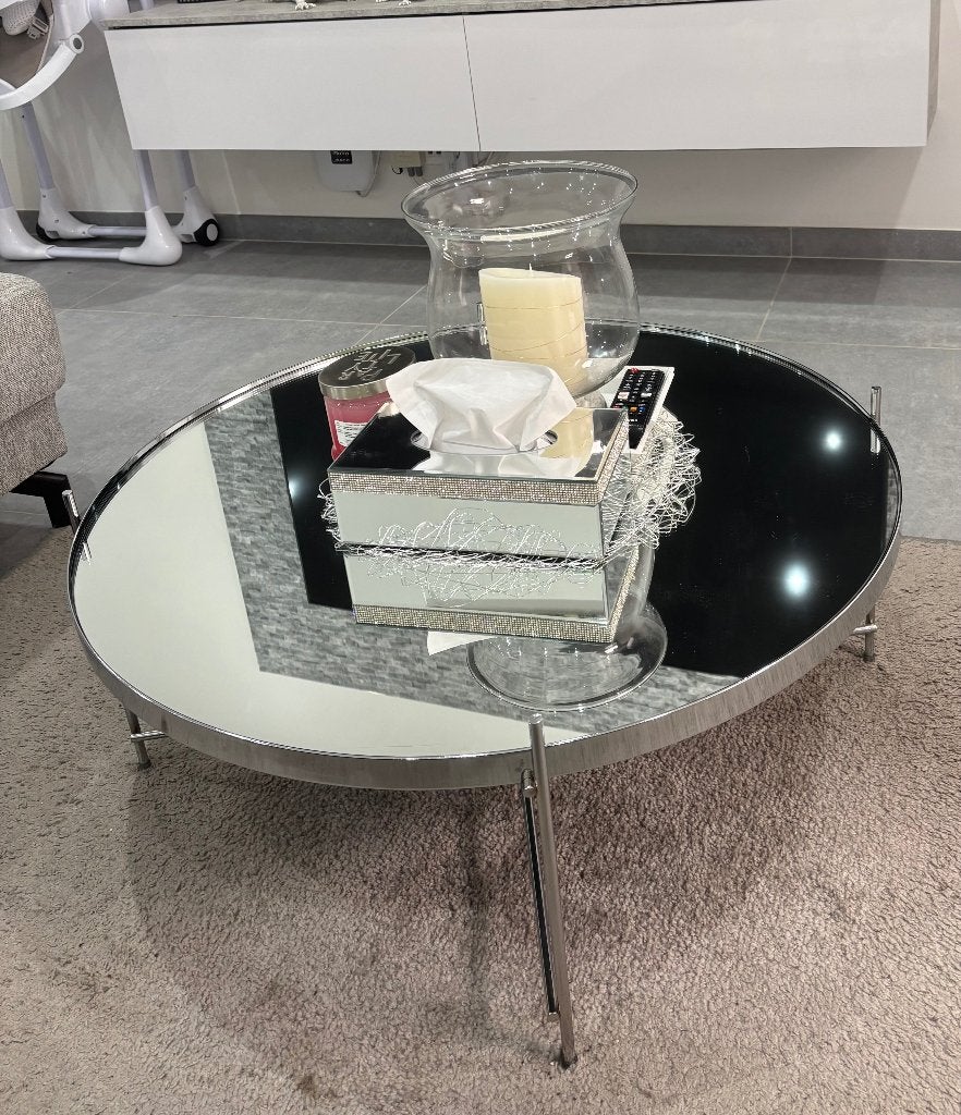 Table basse, Verre, Rond, 50 à 100 cm, Comme neuf