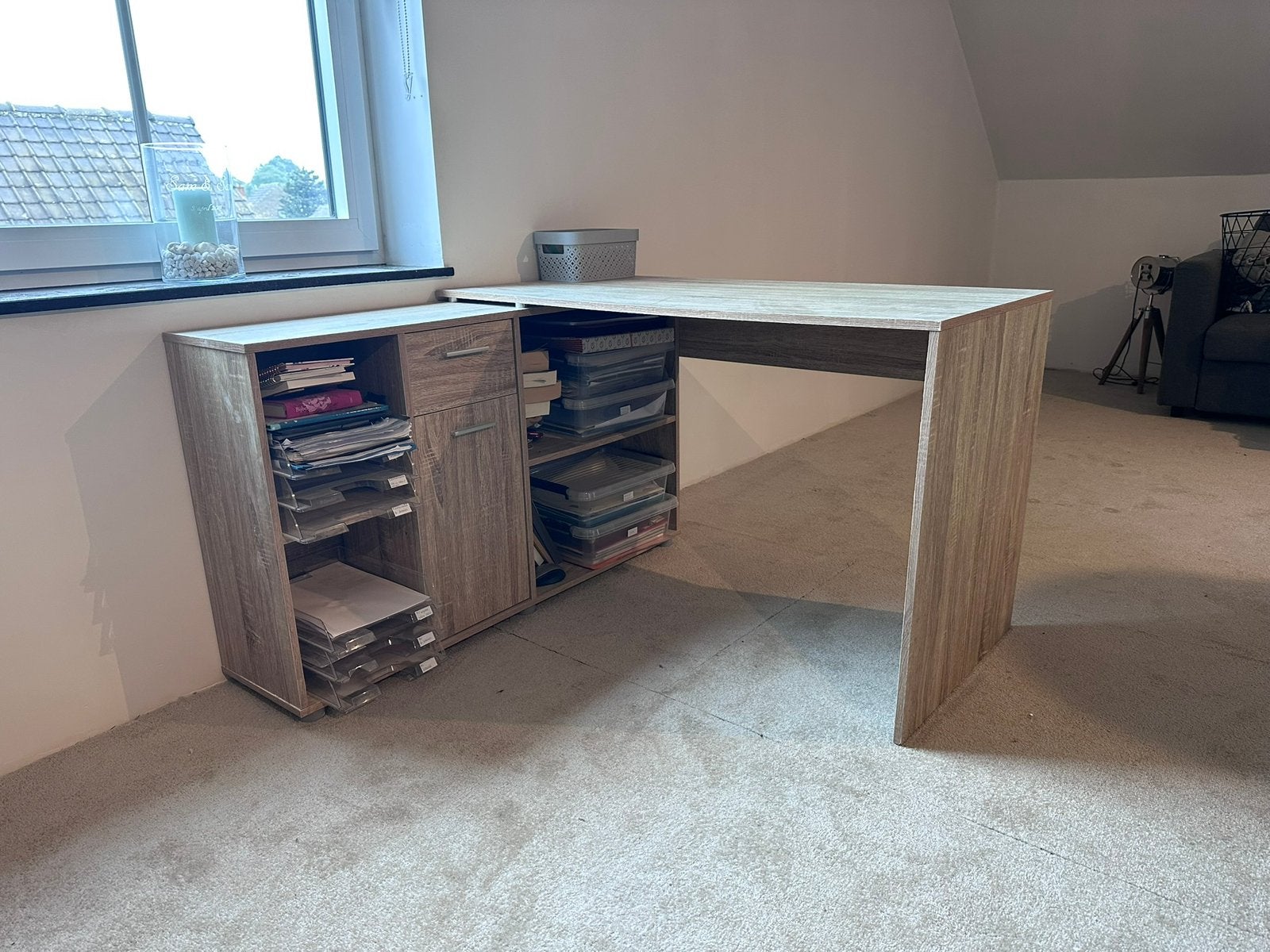 Bureau, Ophalen, Opbergruimte, 150 cm, Hout