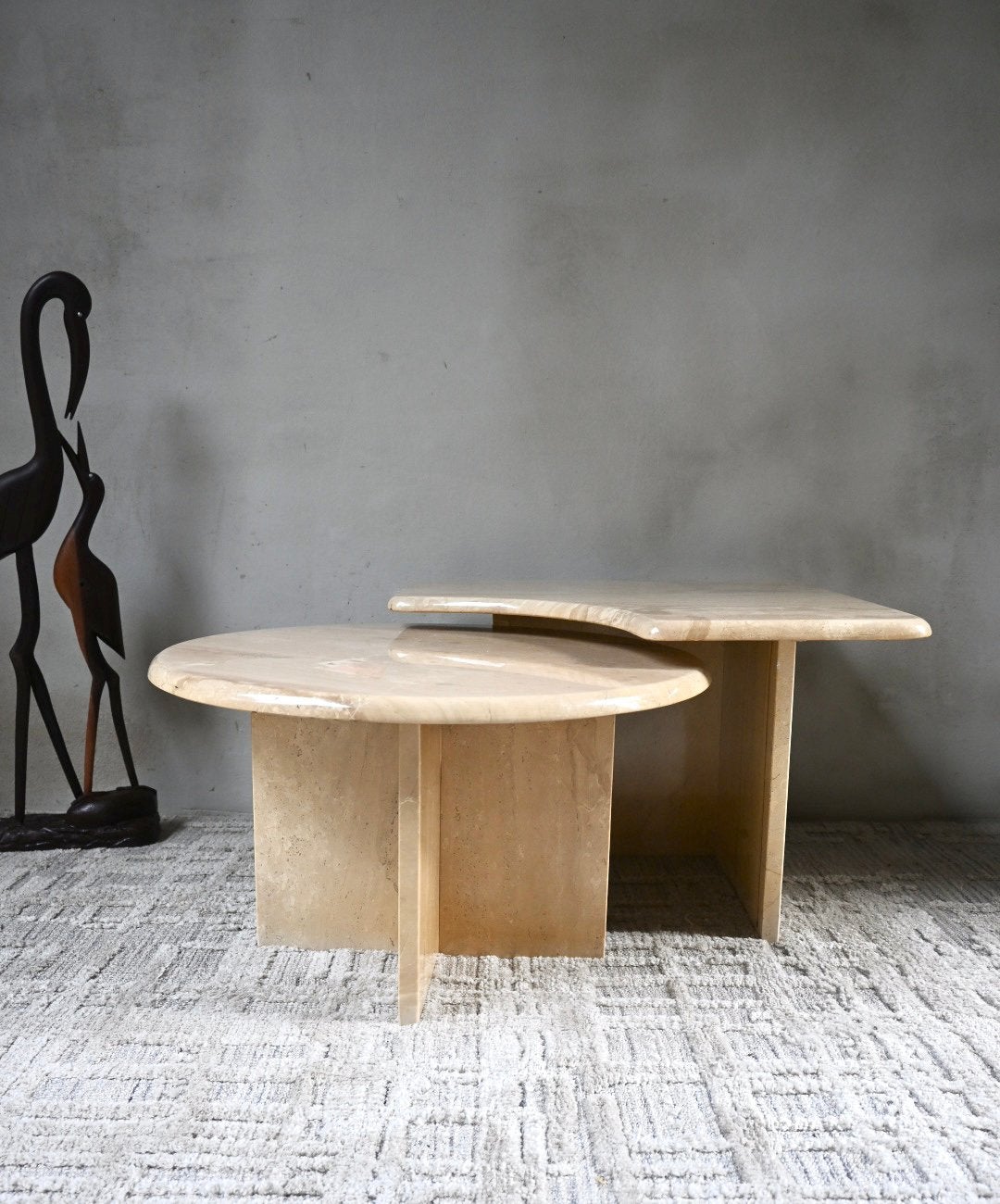 Set van 2 marmeren salontafels uit de jaren 70, Antiek en Kunst, Ophalen