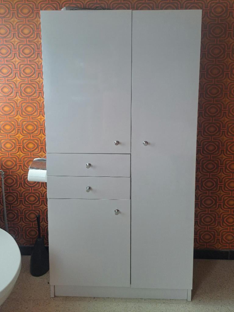 wit gelakte badkamerkast, 25 à 50 cm, Armoire (mi-)haute, Utilisé, 50 à 100 cm