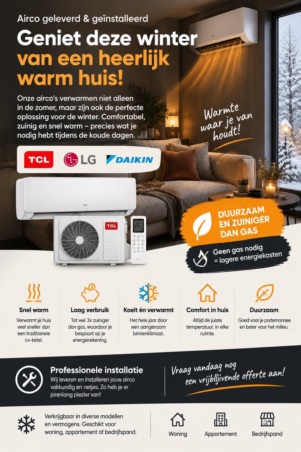 Airco + installatie, Audio, Tv en Foto, Ophalen, Zo goed als nieuw