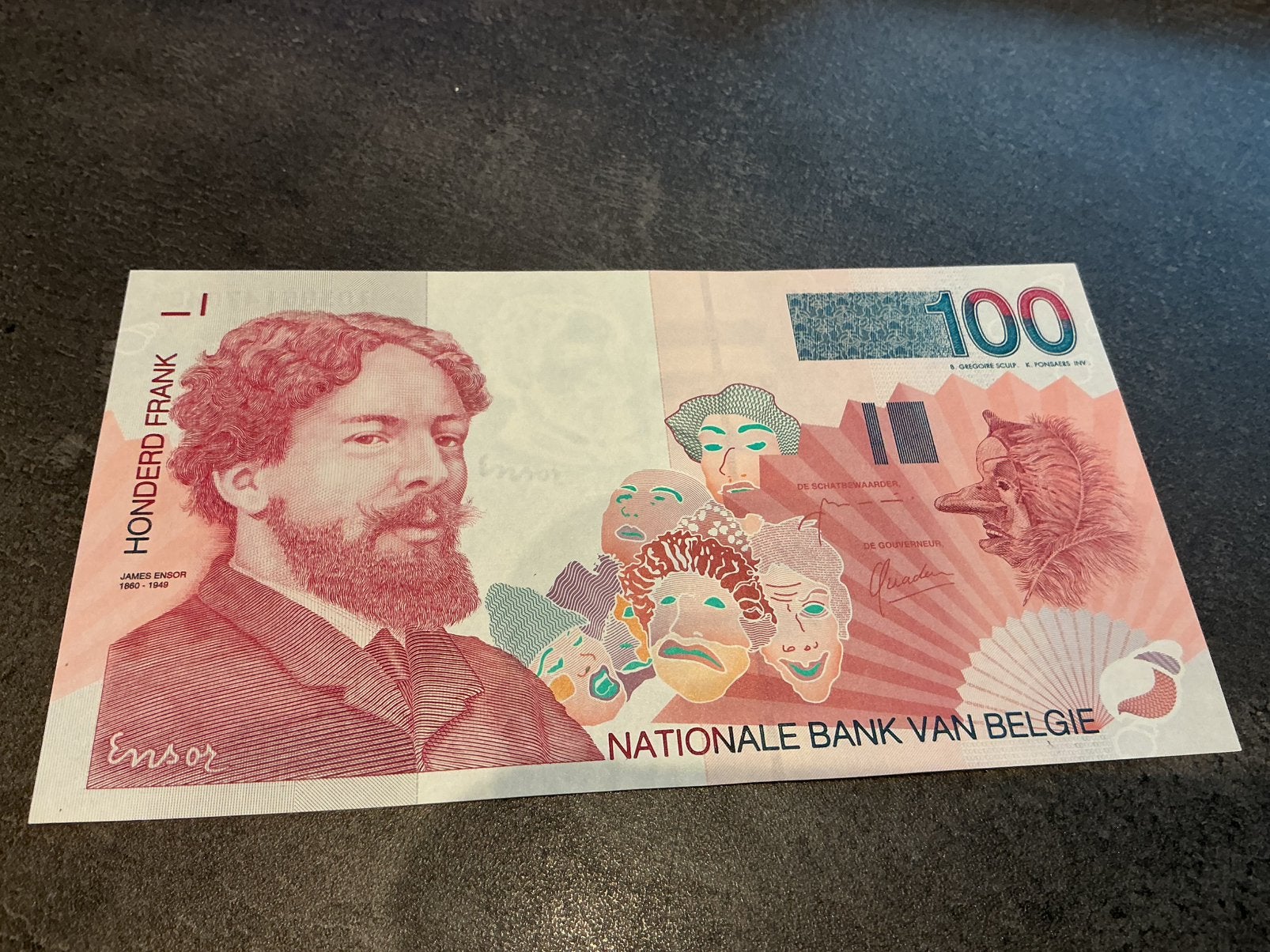 Belgique 100 Frank type Ensor magnifique, Enlèvement ou Envoi