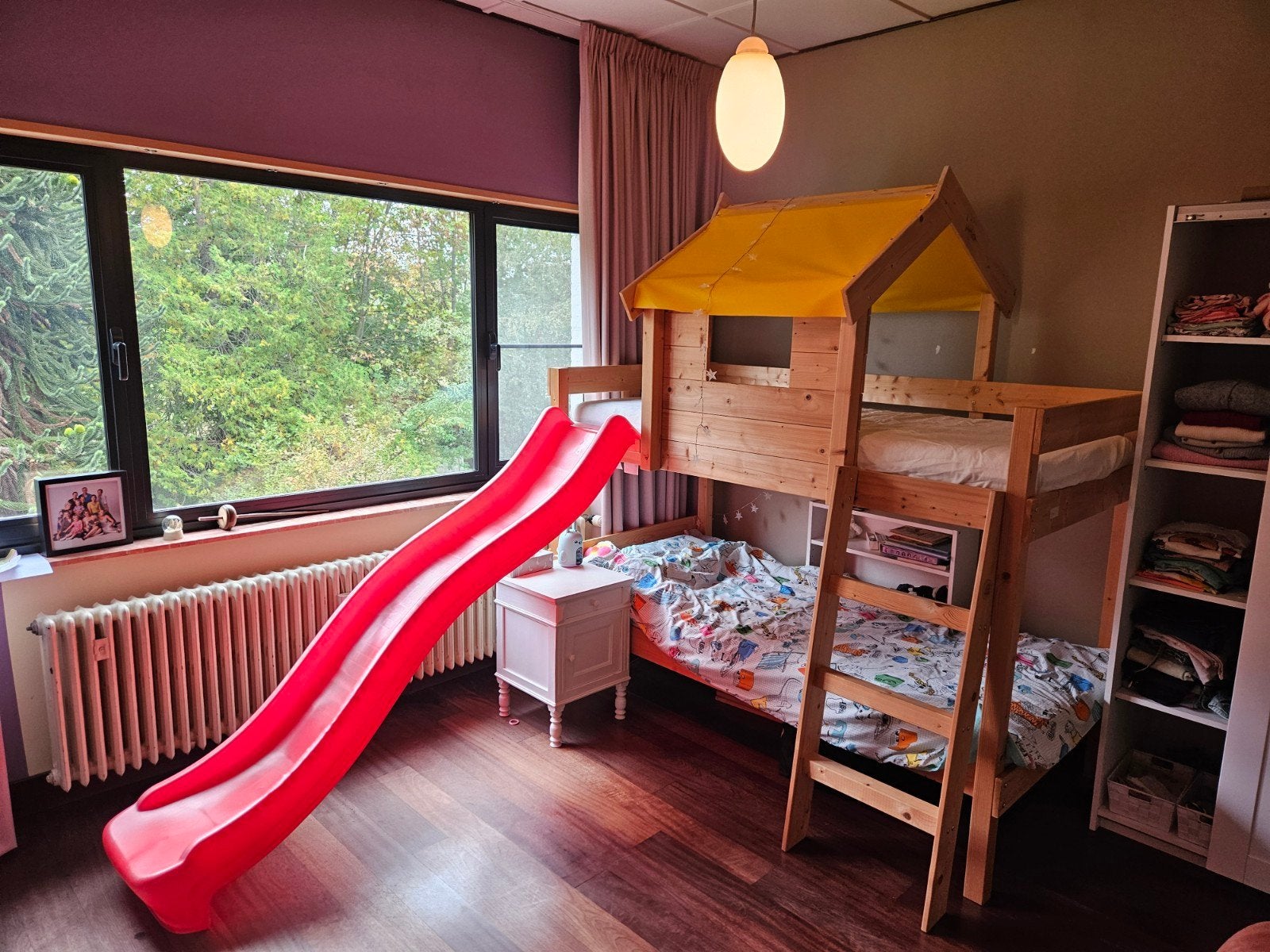 Stapelbed met glijbaan, Ophalen, Gebruikt, 90 cm, Tweepersoons
