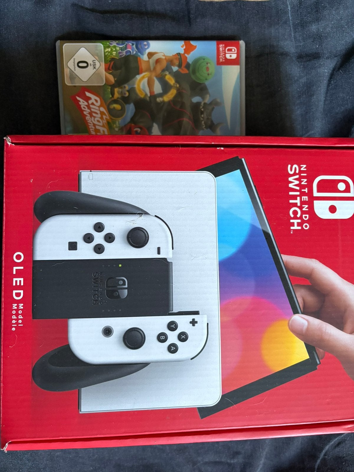 Nintendo switch OLED + adventure ring fit, Ophalen of Verzenden, Zo goed als nieuw, Switch OLED