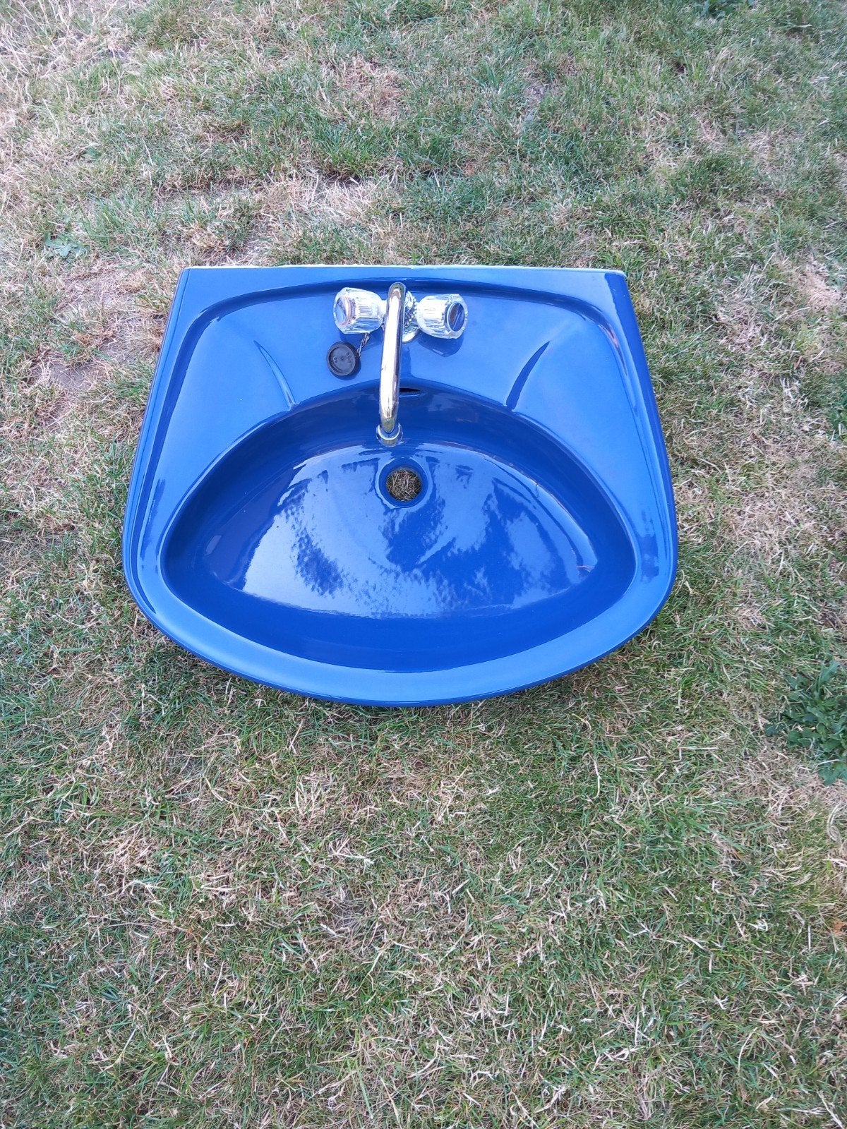 Vintage blauwe lavabo's op voet + toilet, Doe-het-zelf en Bouw, Sanitair, Ophalen, Toilet