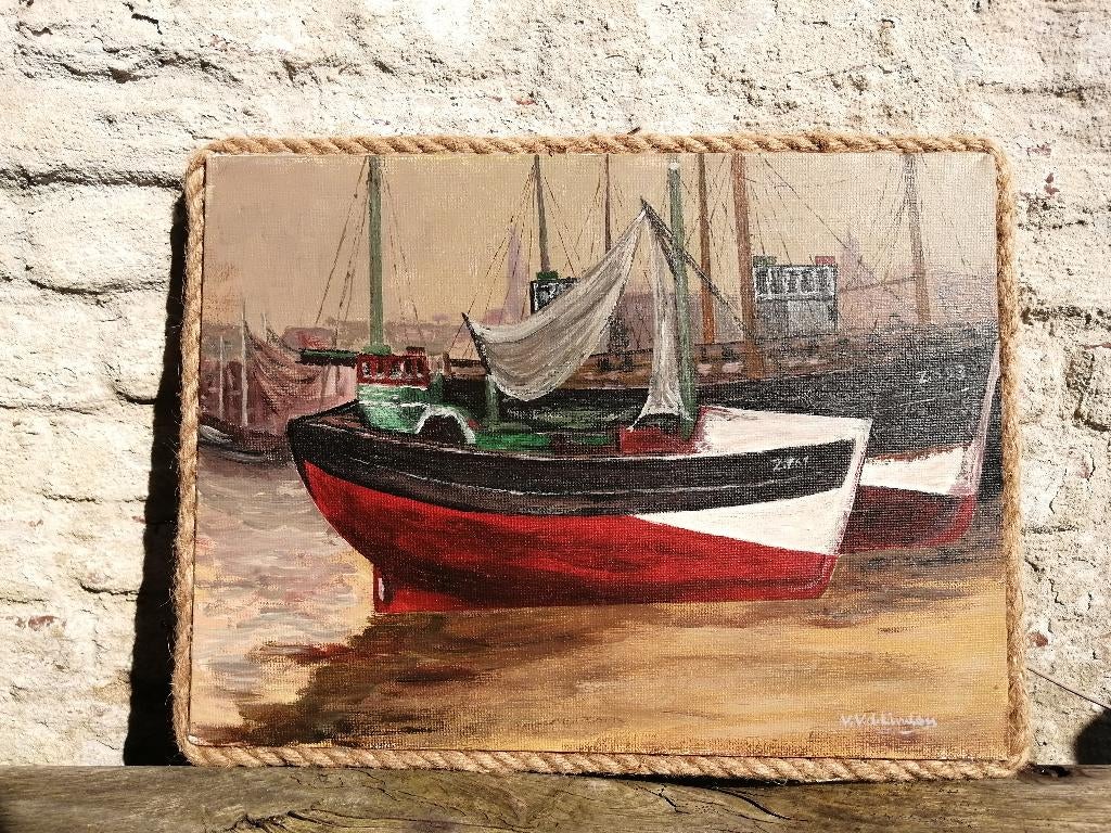 vintage schilderij havenzicht, Ophalen