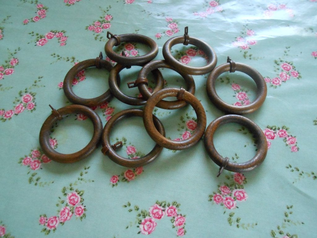 5 euro per set van 10  houten gordijnringen, Ophalen of Verzenden