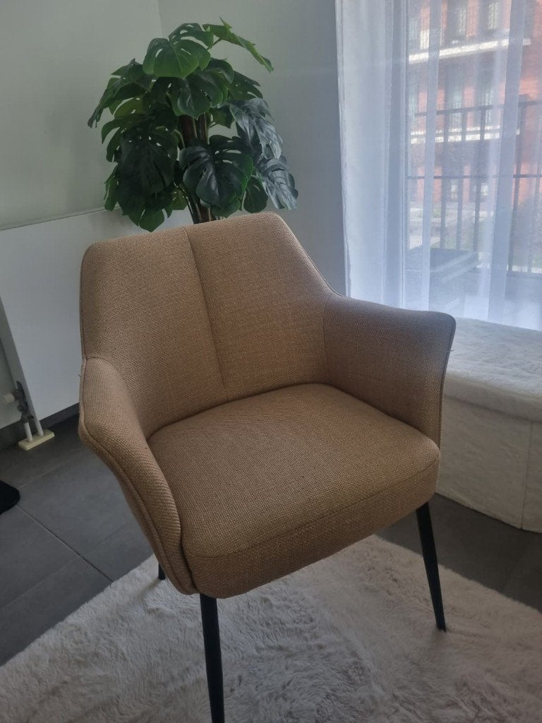 4 chaises de salle à manger Kwantum Comerio sable et marron, Enlèvement ou Envoi, Stijlvol, Comme neuf, Brun