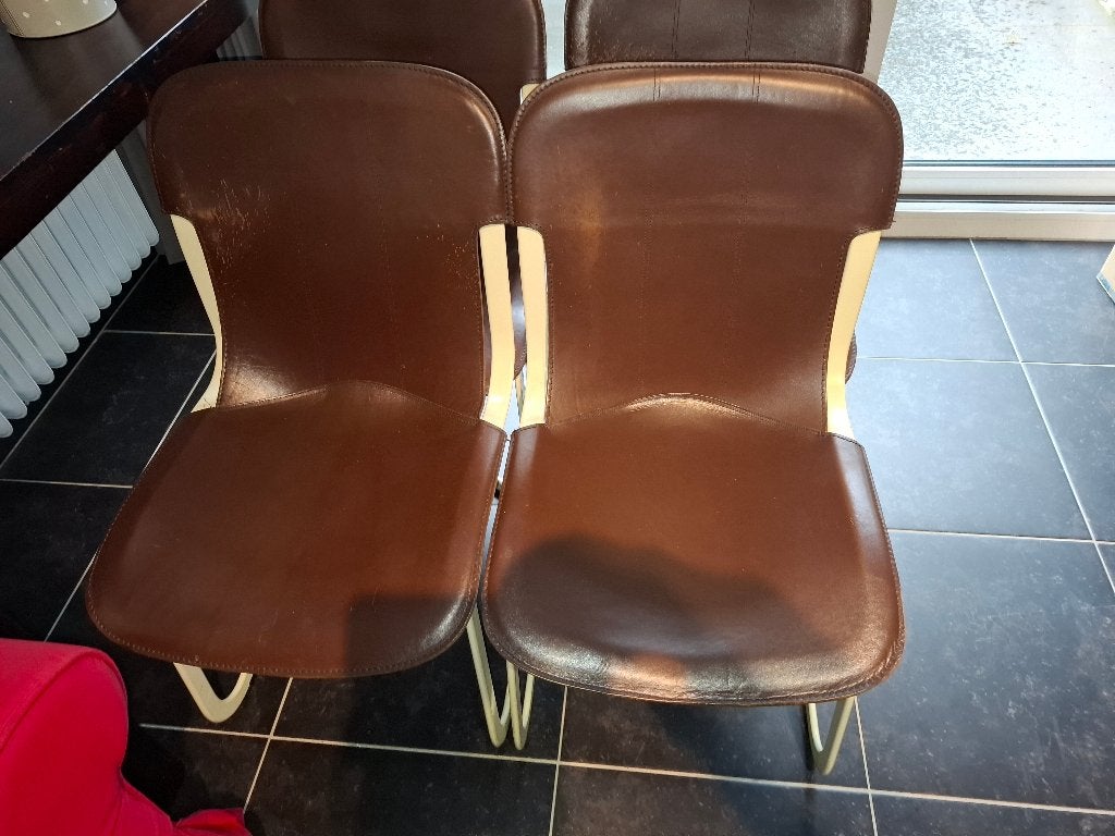 Willy Rizzo Stoelen (4 stuks), Maison & Meubles, Italiaans modernisme, uit de jaren 70-80., Brun, Enlèvement, Utilisé