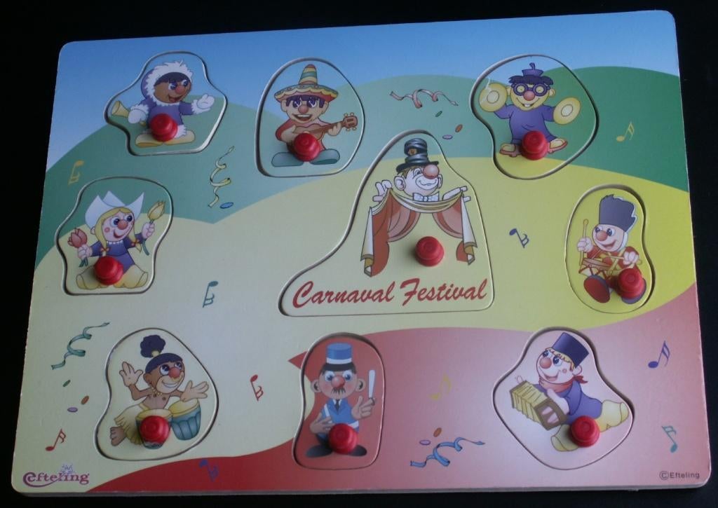 Carnaval Festival Efteling houten Puzzel knopjes/nop puzzel, Verzamelen, Efteling, Ophalen of Verzenden, Nieuw